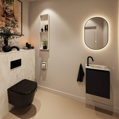 MONDIAZ TURE-DLUX 40cm toiletmeubel Urban. EDEN wastafel Ostra positie rechts. Met 1 kraangat.