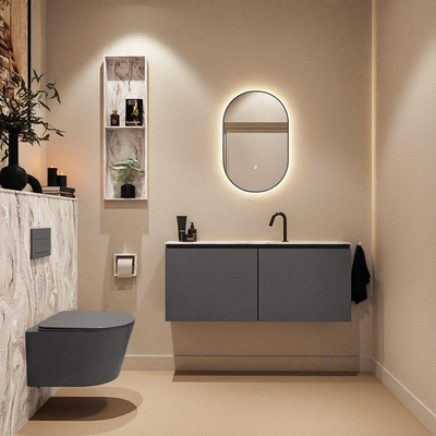MONDIAZ TURE-DLUX 120cm toiletmeubel Dark Grey. EDEN wastafel Glace positie midden. Met 1 kraangat.