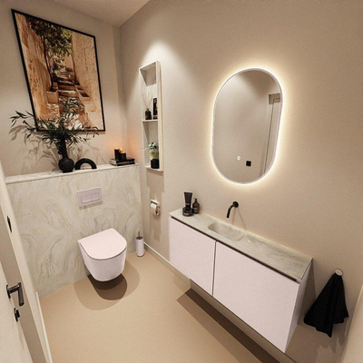 MONDIAZ TURE-DLUX 100cm toiletmeubel Rosee. EDEN wastafel Ostra positie midden. Zonder kraangat.