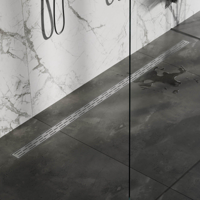 Brauer Douchegoot - 200x7x6.7cm - ondiepe vloerflens - zijuitloop - RVS