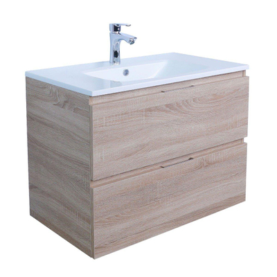 Adema Looks badmeubel met wastafel 80x45.5x58cm met overloop hout - OUTLET