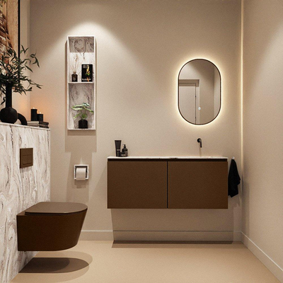 MONDIAZ TURE-DLUX 120cm toiletmeubel Rust. EDEN wastafel Glace positie rechts. Zonder kraangat.