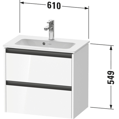 Duravit Ketho 2 wastafelonderbouwkast met 2 laden 61x39x54.9cm met grepen antraciet basalt mat