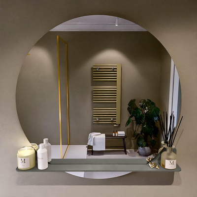 Mondiaz SPOT Badkamerspiegel - rond 110cm - spiegelplanchet - kleur Smoke