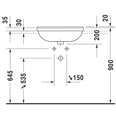 Duravit Philippe Starck 3 halfinbouw wastafel 55x46cm wit