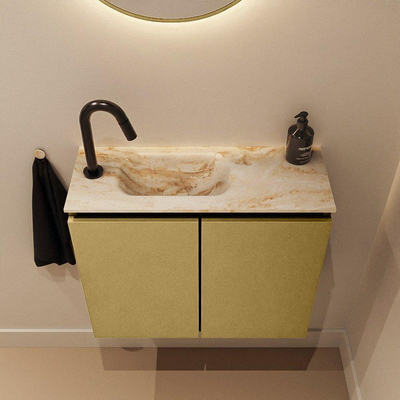 MONDIAZ TURE-DLUX 60cm toiletmeubel Oro. EDEN wastafel Frappe positie links. Met 1 kraangat.