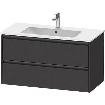 Duravit Ketho 2 wastafelonderbouwkast met 2 laden 101x48x55cm met grepen antraciet grafiet supermat