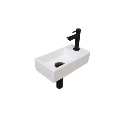 INK Versus Fonteinset - 36x18x9cm - wasbak links - porselein Mat wit/mat zwart