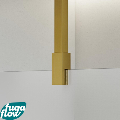 FugaFlow Eccelente Vetro inloopdouche badkamer - 160x200cm - mat glas - plafondarm - geborsteld messing