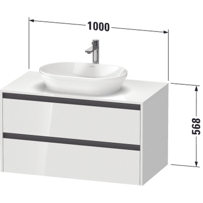 Duravit Ketho 2 wastafelonderbouwkast incl. consoleplaat met 2 laden 100x55x56.8cm met handgrepen antraciet basalt mat