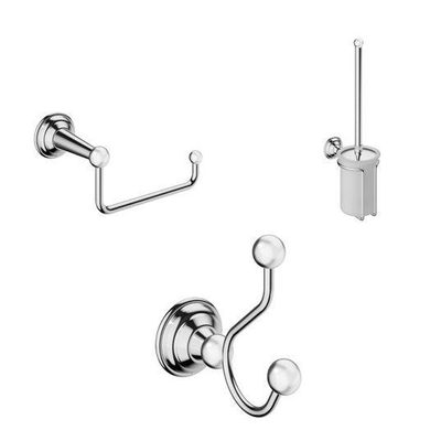 Crosswater Belgravia accessoire set bestaande uit dubbele handdoekhaak toiletborstelhouderset en closetrolhouder chroom