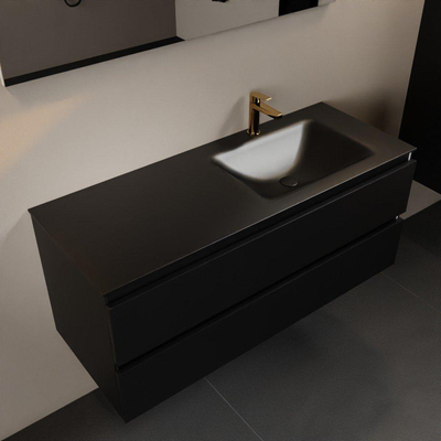 Mondiaz Aivy badmeubelset - 120x45x50cm - 1 kraangat - 1 wasbak urban Solid surface - Rechts - 2 lades - Met spiegel - MDF Urban