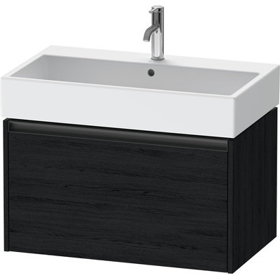 Duravit Ketho 2 wastafelonderbouwkast met 1 lade 78.4x46x44cm met greep antraciet eiken zwart mat