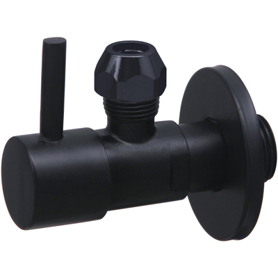 Fortifura Calvi Hoekstopkraan - haaks - 1/2" wandaansluiting - 3/8" / 10mm knel aansluiting slang - mat zwart
