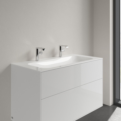 Villeroy & Boch Finion meubelwastafel met 2 kraangaten 100x50cm ceramic+ zonder overloop wit