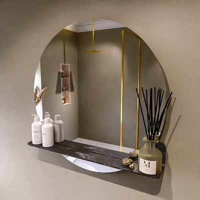 Mondiaz SPOT Badkamerspiegel - rond 80cm - spiegelplanchet - kleur Lava