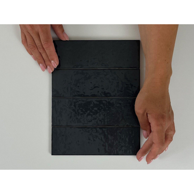 Equipe Cerámicas Kalma wandtegel - 6x18.6cm - Mercury glans (antraciet)