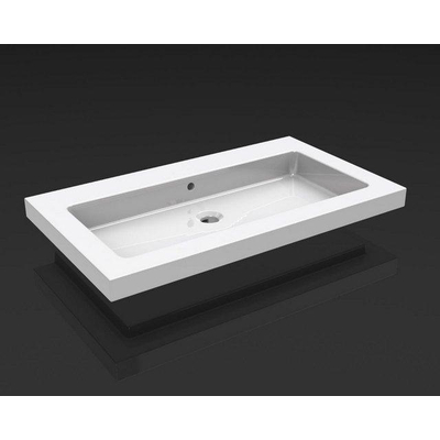 Wiesbaden Kera wastafel enkel zonder kraangat 60x46x5 cm keramiek glans wit