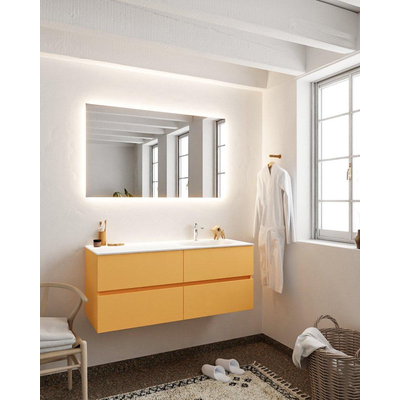 MONDIAZ VICA Badkamermeubelset - 120cm - 4 lades - wasbak Moon rechts - 1 kraangat - solid surface ocher