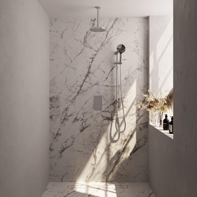 Brauer Chrome Edition Regendoucheset inbouw - hoofddouche 20cm - plafondarm 20cm - 2 functies - glijstang - inclusief inbouwdeel - handdouche Rond 3 standen - chroom