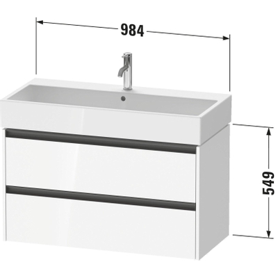 Duravit Ketho 2 wastafelonderbouwkast met 2 laden 98.4x46x54.9cm met grepen antraciet betongrijs mat