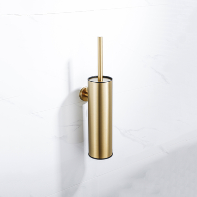 Fortifura Calvi toiletborstelhouder - gesloten model - wand - rond - Geborsteld Messing PVD (Goud) OUTLETSTORE