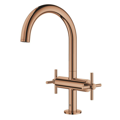 GROHE Atrio Wastafelkraan Opbouw - uitloop 16.6cm - L-size - draaibaar - kruisgrepen - warm sunset