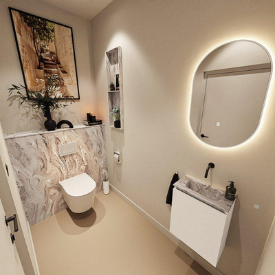 MONDIAZ TURE-DLUX 40cm toiletmeubel Talc. EDEN wastafel Glace positie midden. Zonder kraangat.