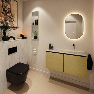 MONDIAZ TURE-DLUX 100cm toiletmeubel Oro. EDEN wastafel Opalo positie rechts. Zonder kraangat.
