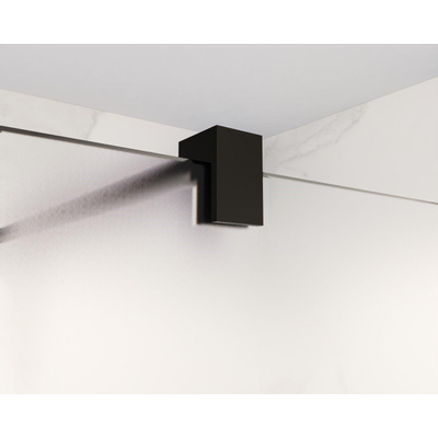Fortifura Galeria inloopdouche - 60x200cm - mat glas - wandarm - mat zwart