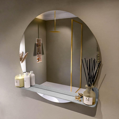 Mondiaz SPOT Badkamerspiegel - rond 90cm - spiegelplanchet - kleur Plata