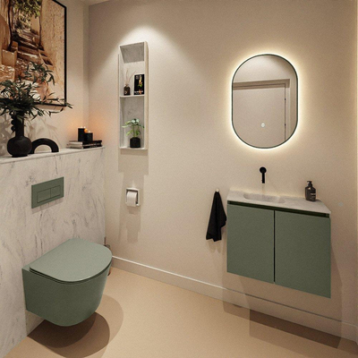 MONDIAZ TURE-DLUX 60cm toiletmeubel Army. EDEN wastafel Opalo positie links. Zonder kraangat.