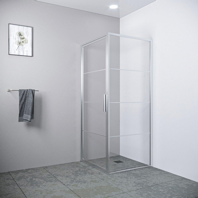 Saniclass Colorem douchecabine 90x90x200cm 8mm helder nano coating glas met frame geborsteld rvs