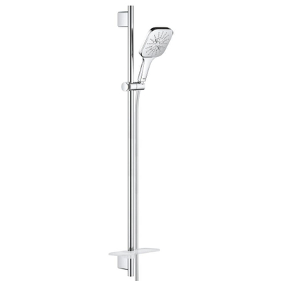 GROHE Rainshower Smartactive 130 Cube Glijstangset - 90cm - vierkante handdouche - 3 straalsoorten - gladde doucheslang - met zeepschaal - chroom
