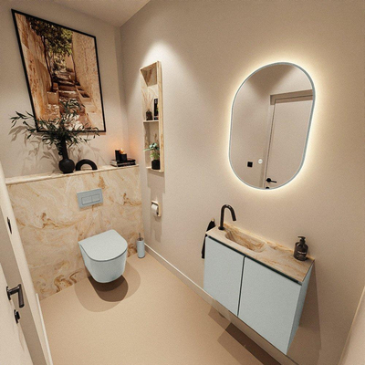 MONDIAZ TURE-DLUX 60cm toiletmeubel Greey. EDEN wastafel Frappe positie links. Met 1 kraangat.
