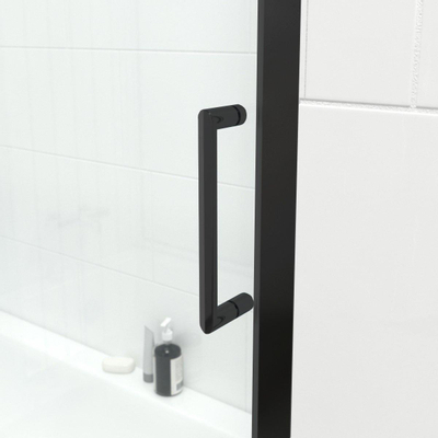 Saniclass ID06 Quick Fit Badwand - 2 delige schuifdeur - 170x150cm - 6mm veiligheidsglas - anti kalk - mat zwart