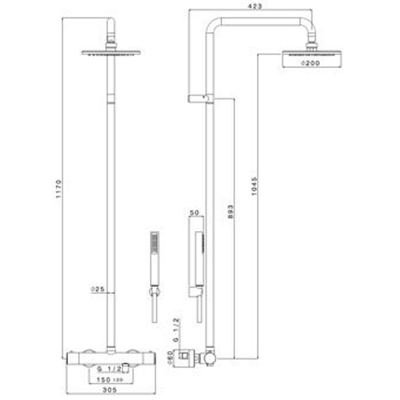 Plieger Napoli douchesysteem thermostatisch met hoofddouche Ø20cm met handdouche staafmodel m.1 stand RVS