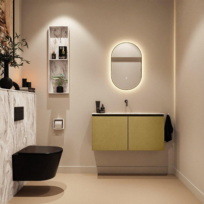 MONDIAZ TURE-DLUX 100cm toiletmeubel Oro. EDEN wastafel Glace positie midden. Zonder kraangat.