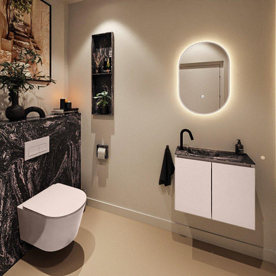 MONDIAZ TURE-DLUX 60cm toiletmeubel Rosee. EDEN wastafel Lava positie links. Met 1 kraangat.