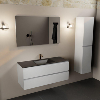 Mondiaz Aivy badmeubelset - 120x45x50cm - 1 kraangat - 1 wasbak urban Solid surface - Midden - 2 lades - Zonder spiegel - MDF Talc