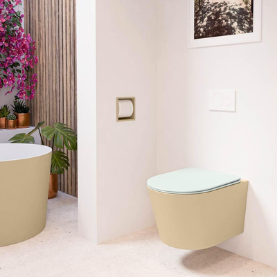 MONDIAZ LAVIE wandclosetpack - 36x53cm - diepspoel - rimless - Sand (beige) - softclose - quick-release - toiletzitting - Greey (grijs)