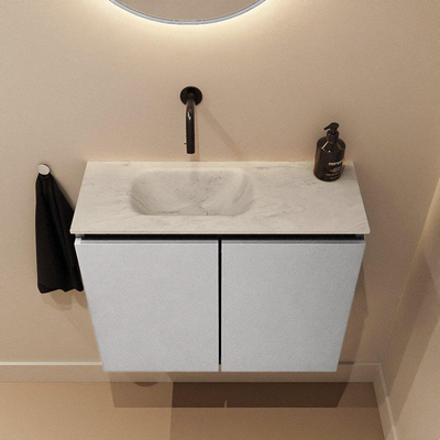 MONDIAZ TURE-DLUX 60cm toiletmeubel Plata. EDEN wastafel Opalo positie links. Zonder kraangat.