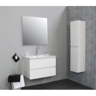 Adema Bella hoge kast greeploos 2 deuren 145x30x30cm Wit hoogglans OUTLET