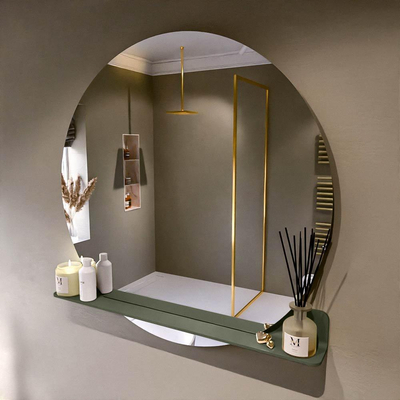 Mondiaz SPOT Badkamerspiegel - rond 110cm - spiegelplanchet - kleur Army