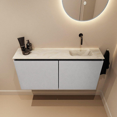 MONDIAZ TURE-DLUX 100cm toiletmeubel Plata. EDEN wastafel Ostra positie rechts. Zonder kraangat.