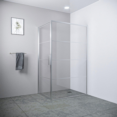 Saniclass Colorem douchecabine 90x100x200cm 8mm helder nano coating glas met frame geborsteld rvs