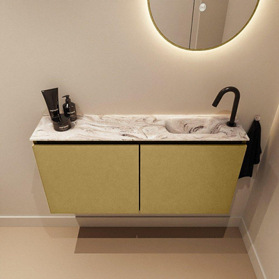 MONDIAZ TURE-DLUX 100cm toiletmeubel Oro. EDEN wastafel Glace positie rechts. Met 1 kraangat.