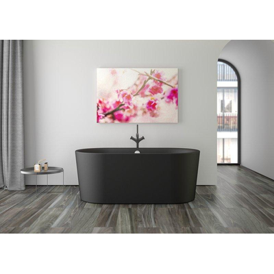 Plieger Kansas Vrijstaand bad - 155x80x60cm - met waterinlaat - met af- en overloopgarnituur - met poten - acryl - mat zwart