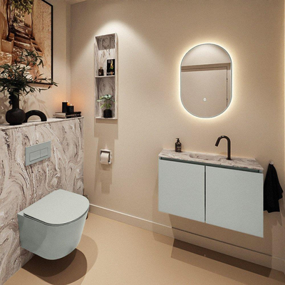 MONDIAZ TURE-DLUX 80cm toiletmeubel Greey. EDEN wastafel Glace positie midden. Met 1 kraangat.