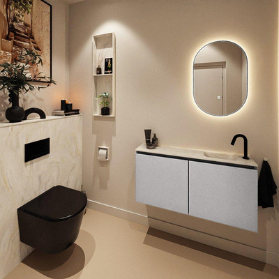MONDIAZ TURE-DLUX 100cm toiletmeubel Plata. EDEN wastafel Ostra positie rechts. Met 1 kraangat.